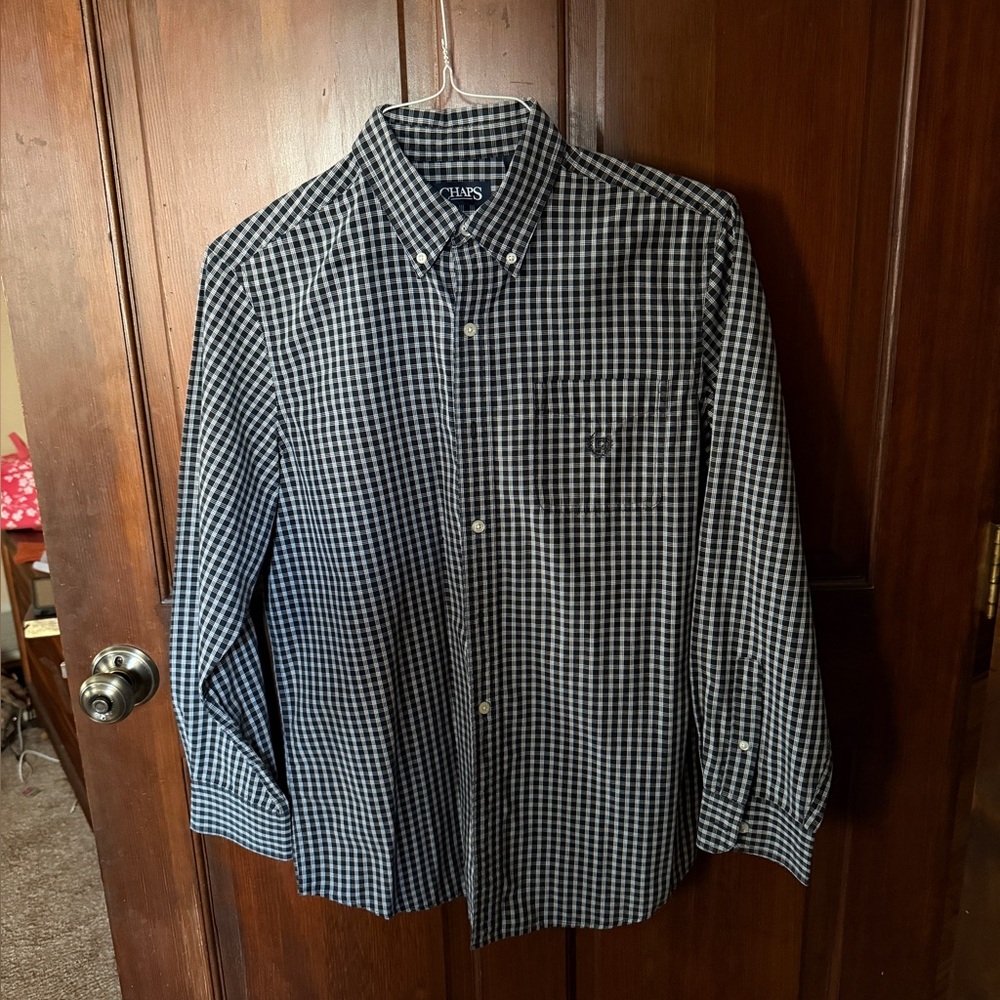 Chaps Black and White Checkered Men's Shirt